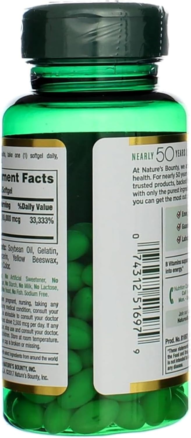 2 Packs of Nature's Bounty Biotin 10,000 mcg Rapid Release Softgels - 240 Softgels Total