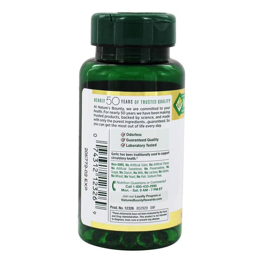 2 Packs of Nature's Bounty Garlic Extract 1000 mg, 100 Rapid Release Softgels