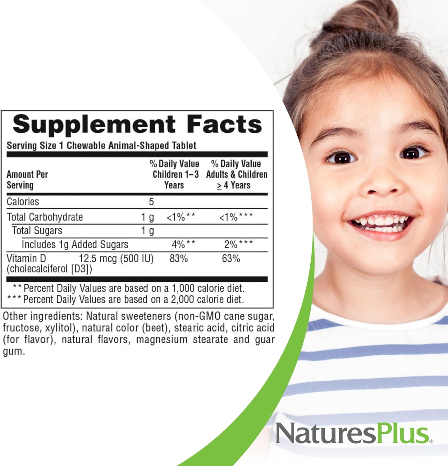 2 Packs of Natures Plus Animal Parade Vitamin D3 Children's Chewables - Black Cherry Flavor - 180 Animal-Shaped Tablets - Gluten Free, Vegetarian, Hypoallergenic
