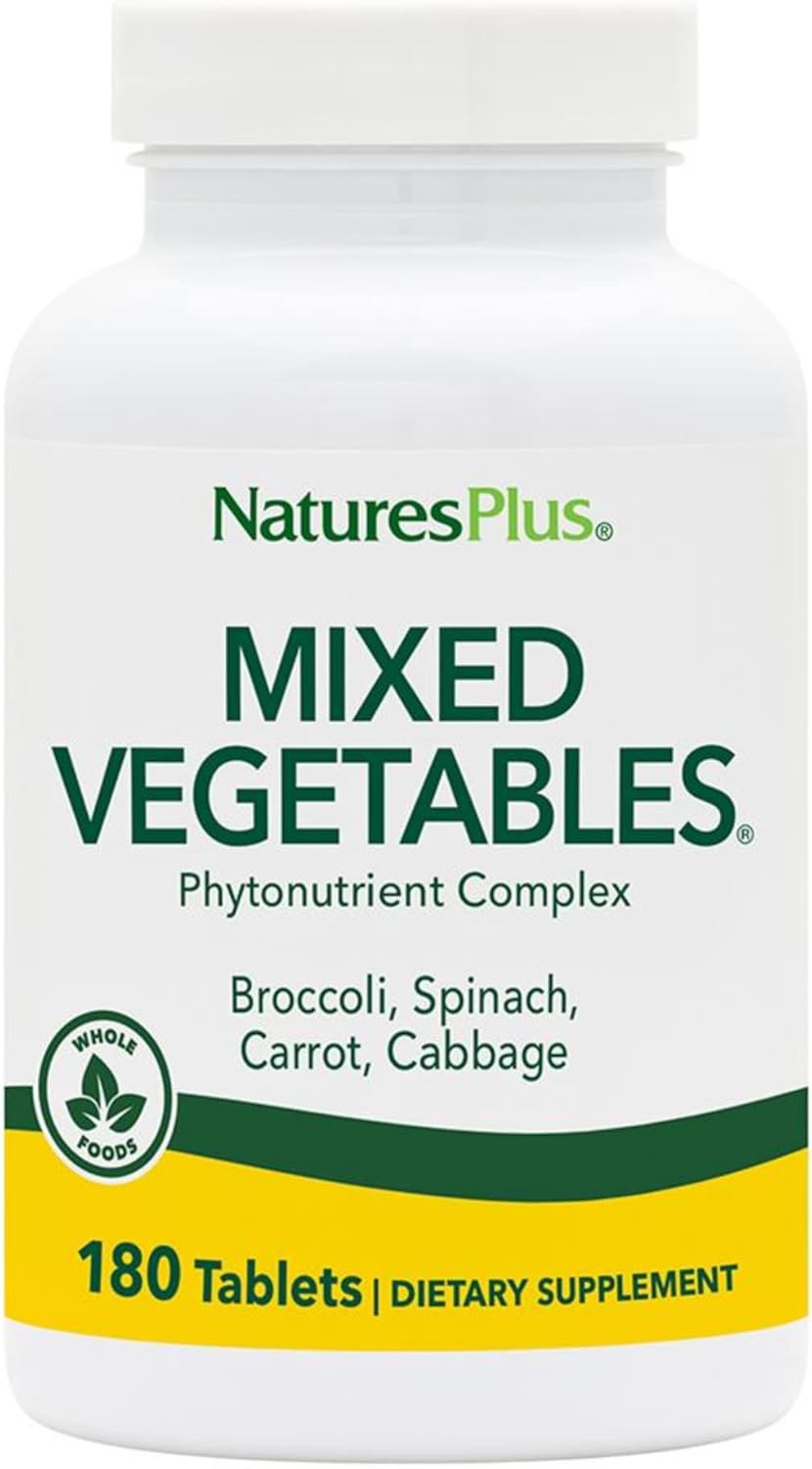 2 Packs of Natures Plus Mixed Vegetables Tablets - Broccoli, Spinach, Carrot & Cabbage - Gluten Free - 120 Servings