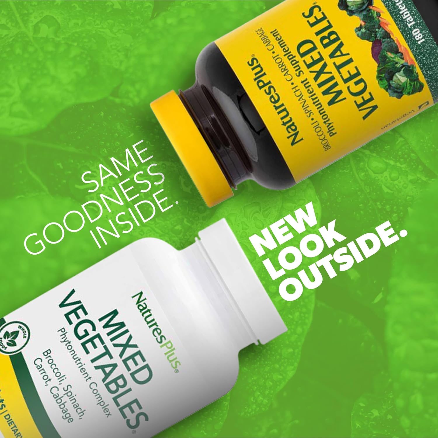 2 Packs of Natures Plus Mixed Vegetables Tablets - Broccoli, Spinach, Carrot & Cabbage - Gluten Free - 120 Servings