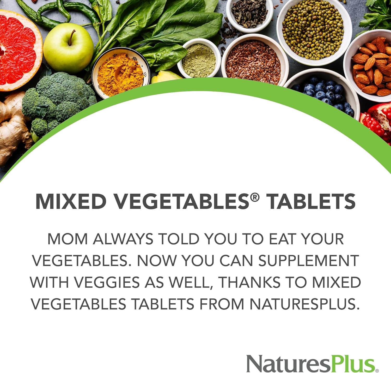 2 Packs of Natures Plus Mixed Vegetables Tablets - Broccoli, Spinach, Carrot & Cabbage - Gluten Free - 120 Servings