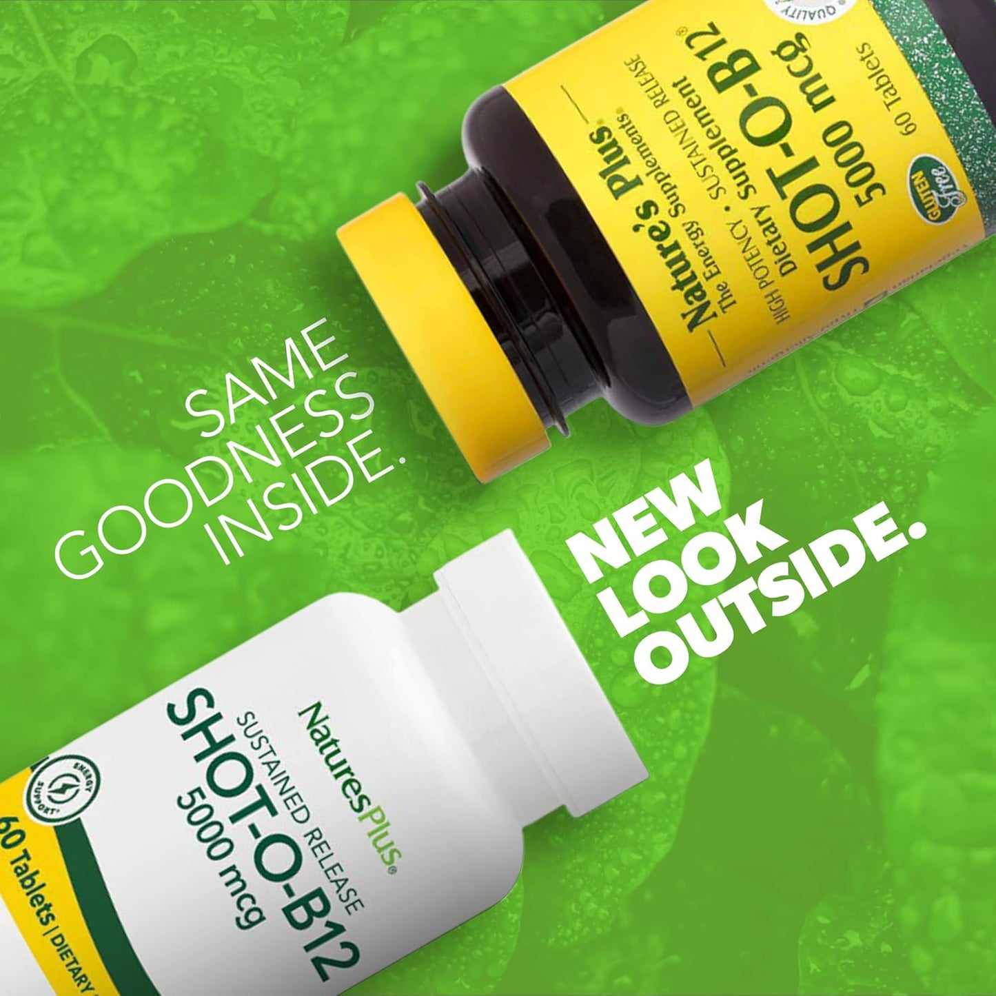 2 Packs of Natures Plus Shot-O-B12 5000 mcg - 30 Sustained Release Tablets - Boost Energy & Mood - Vegetarian & Gluten Free - 60 Servings