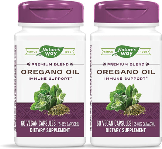 2 Packs of Nature's Way Oregano Oil Capsules - 60 Vegetarian Capsules with 75-85% Carvacrol, High Quality Supplement