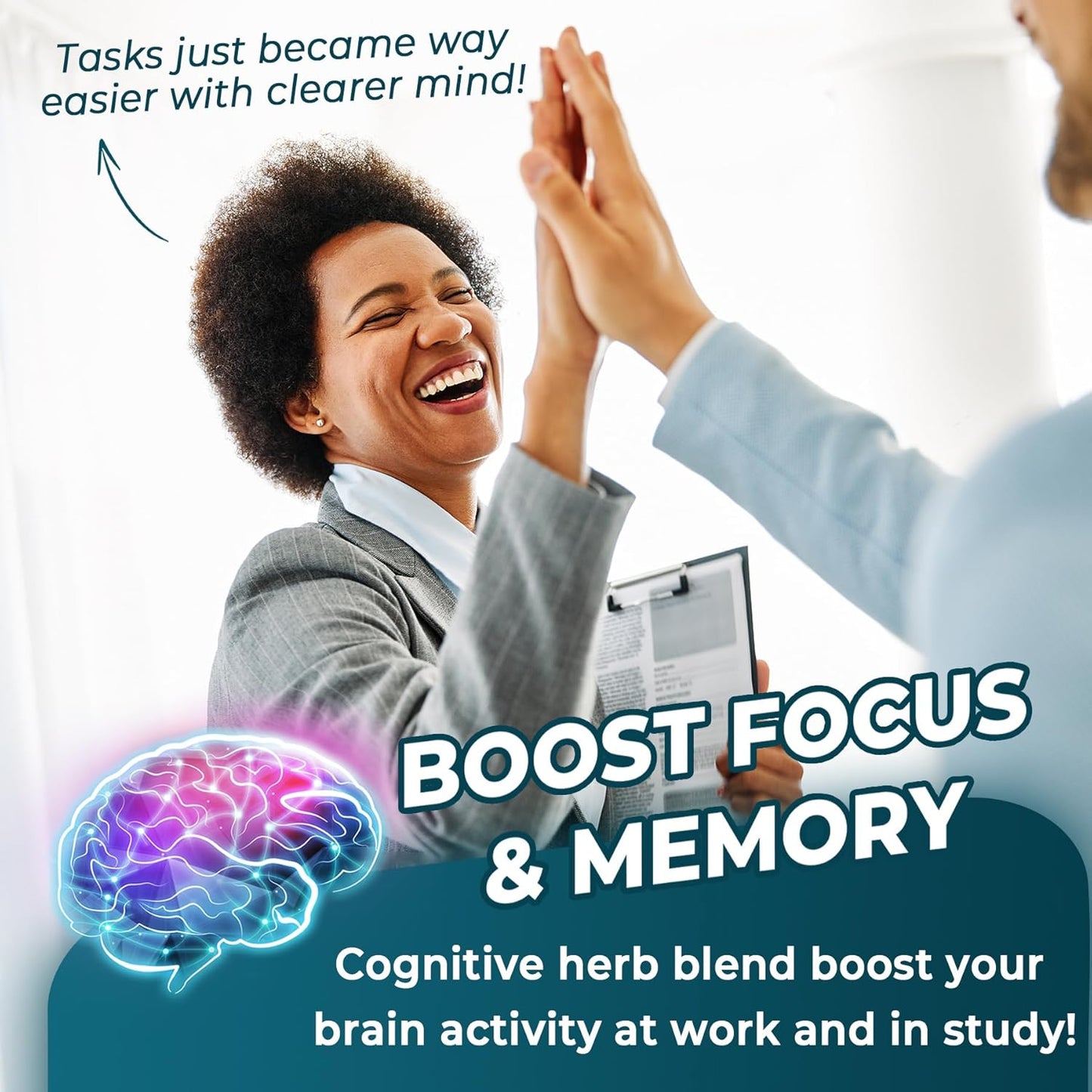 2 Packs of NEVISS Sugar-Free L-Tyrosine Gummies with Brain Health Herbs and Vitamins for Sustained Focus and Energy