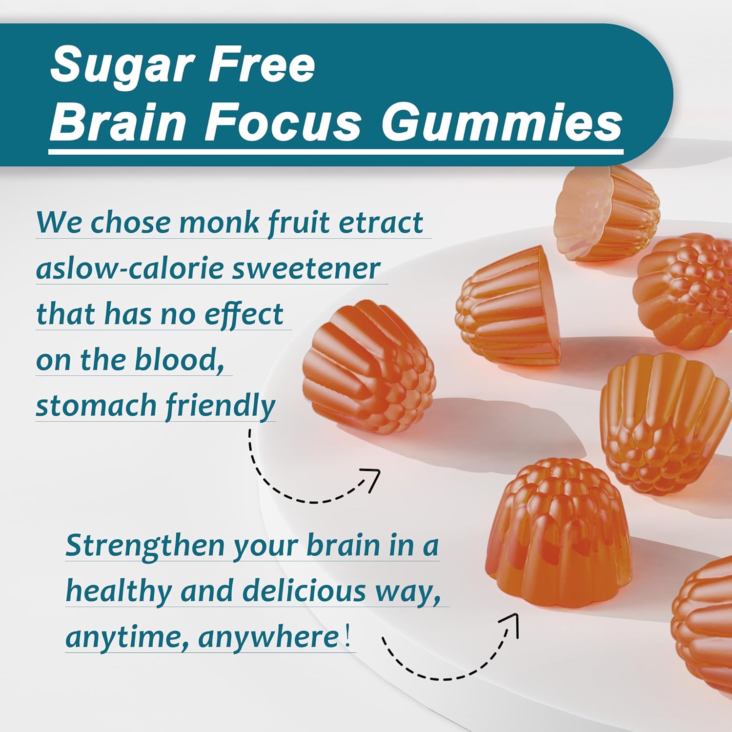 2 Packs of NEVISS Sugar-Free L-Tyrosine Gummies with Brain Health Herbs and Vitamins for Sustained Focus and Energy