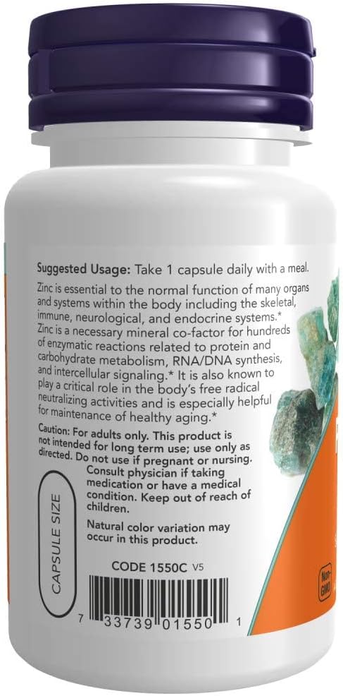 2 Packs of NOW Foods Zinc Picolinate 50mg 60 Capsules for Immune Support