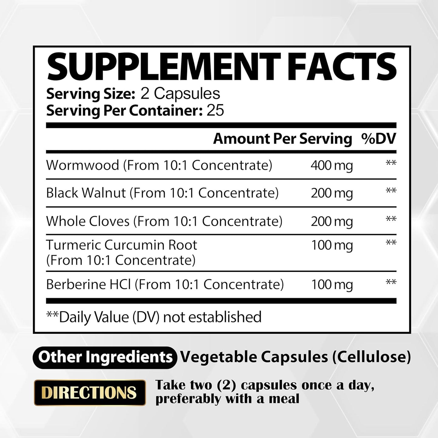 2 Packs of Satoomi Wormwood Capsules - 50 Capsules with Black Walnut, Cloves, Turmeric, and Berberine HCl - Immune System and Digestion Support Supplement