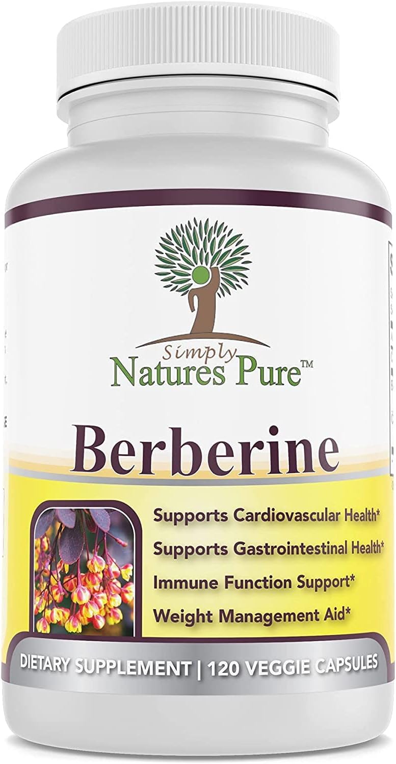 2 Packs of Simply Natures Premium Berberine HCl 500mg Capsules for Cardiovascular, Gastrointestinal, and Immune Support
