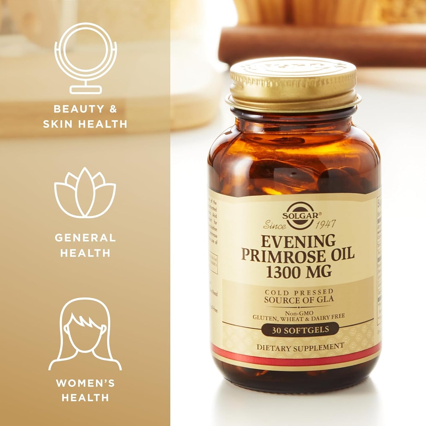 2 Packs Solgar Evening Primrose Oil Softgels - 1300mg, Cold-Pressed GLA Source - 120 Servings, Non-GMO, Gluten-Free