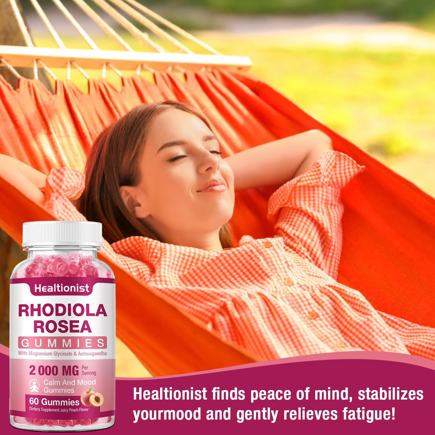 2 Packs Sugar-Free Rhodiola Rosea Gummies - Adaptogenic Supplement for Performance, Stamina, Mood - Non-GMO, 120 Vegan Chews