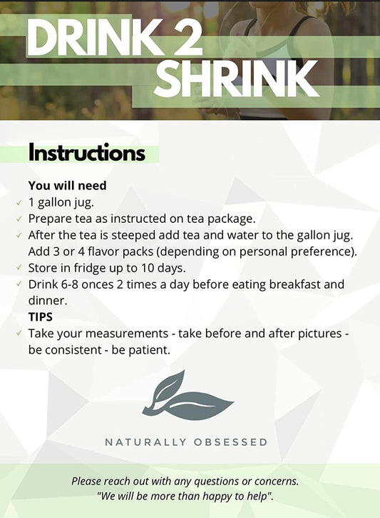2 Week DRINK2SHRINK Detox Tea Formula Flat Belly System Kit - Pineapple Flavor