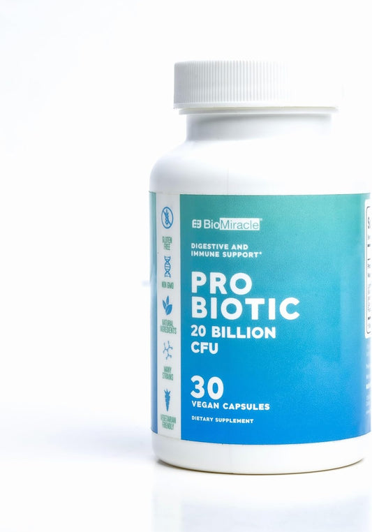 20 Billion CFU BioMiracle Probiotic with Natural Ingredients - Gluten-Free, Non-GMO, Vegetarian-Friendly, Multiple Strains