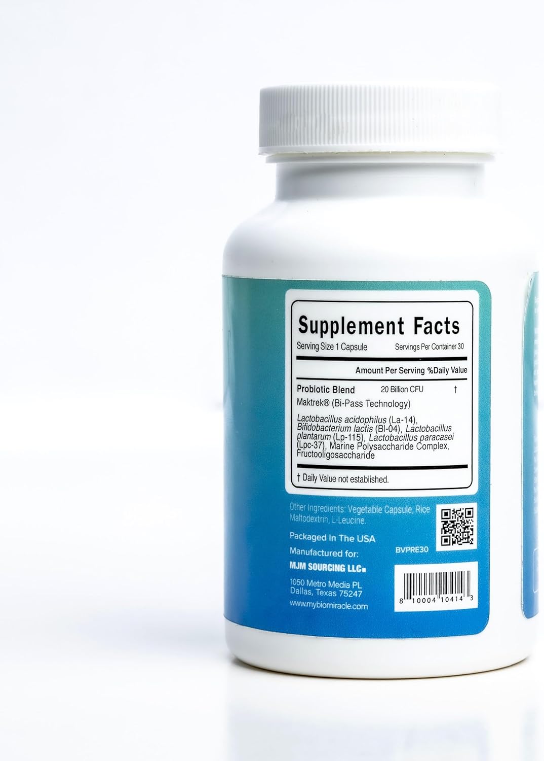 20 Billion CFU BioMiracle Probiotic with Natural Ingredients - Gluten-Free, Non-GMO, Vegetarian-Friendly, Multiple Strains