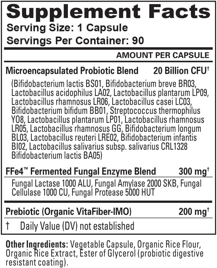 20 Billion CFU Probiotics for Digestive Health & Immune Support - Microencapsulated TriActive Biotics Advanced Care Supplement for Men & Women, 90 Ct Capsules
