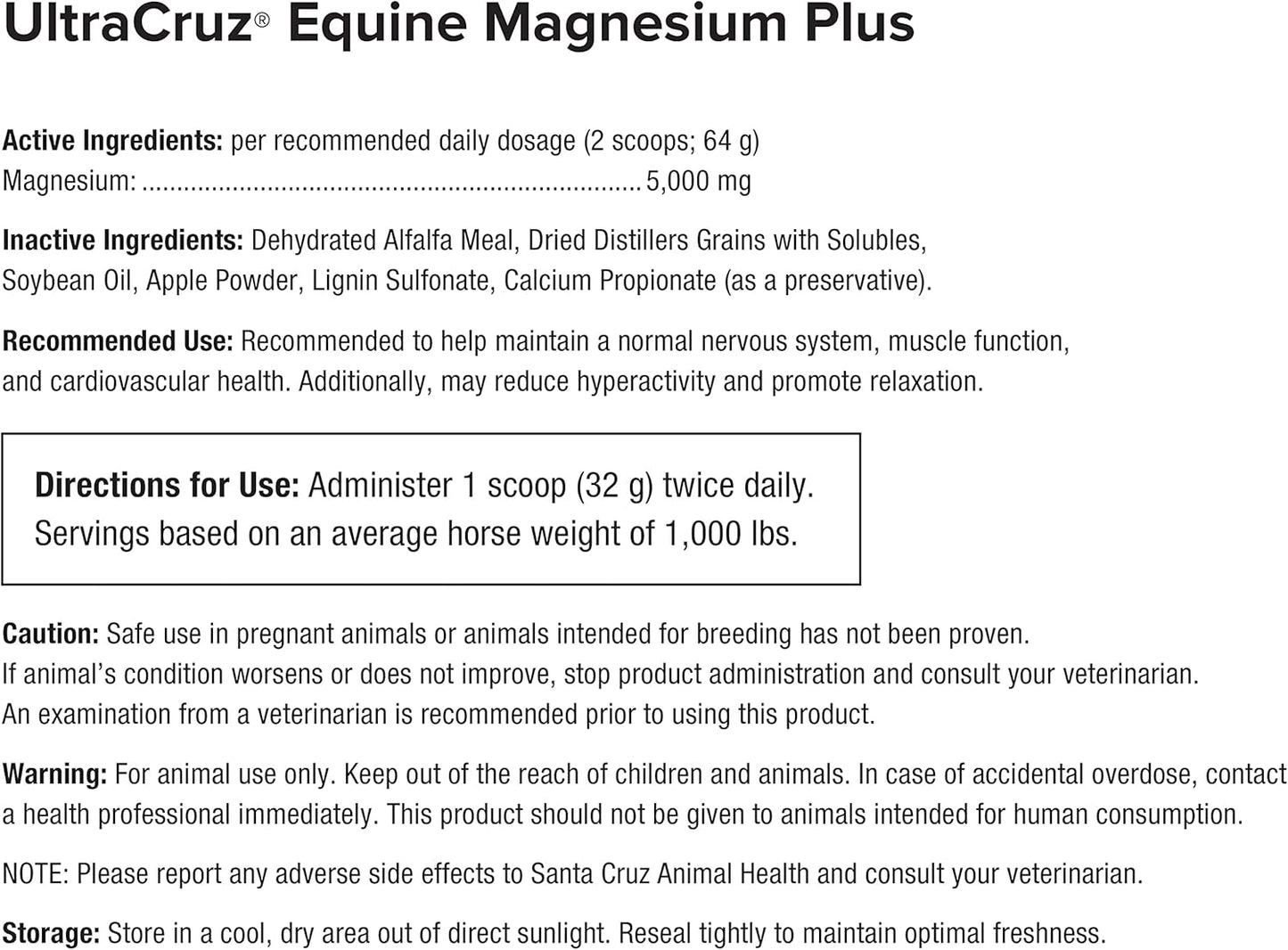 20 lb UltraCruz® Equine Magnesium Plus Supplement for Horses