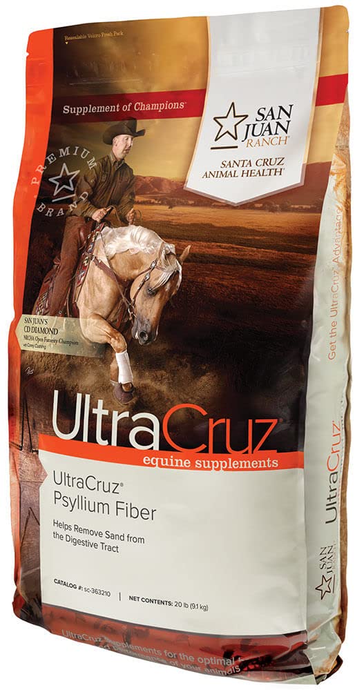 20 lb UltraCruz Equine Psyllium Fiber Supplement Pellets - 64 Day Supply for Horses