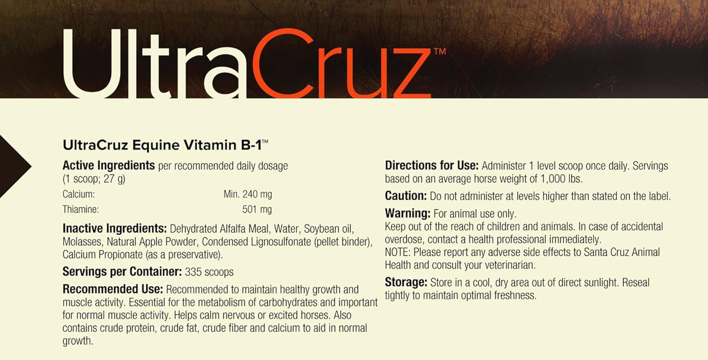 20 lb UltraCruz Equine Vitamin B-1 Pellet Supplement for Horses - 335 Day Supply