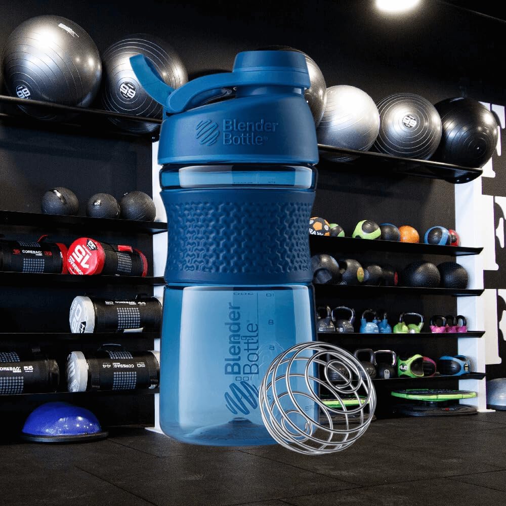 20-Ounce BlenderBottle SportMixer Shaker Bottle for Protein Shakes and Pre Workout - Navy Blue