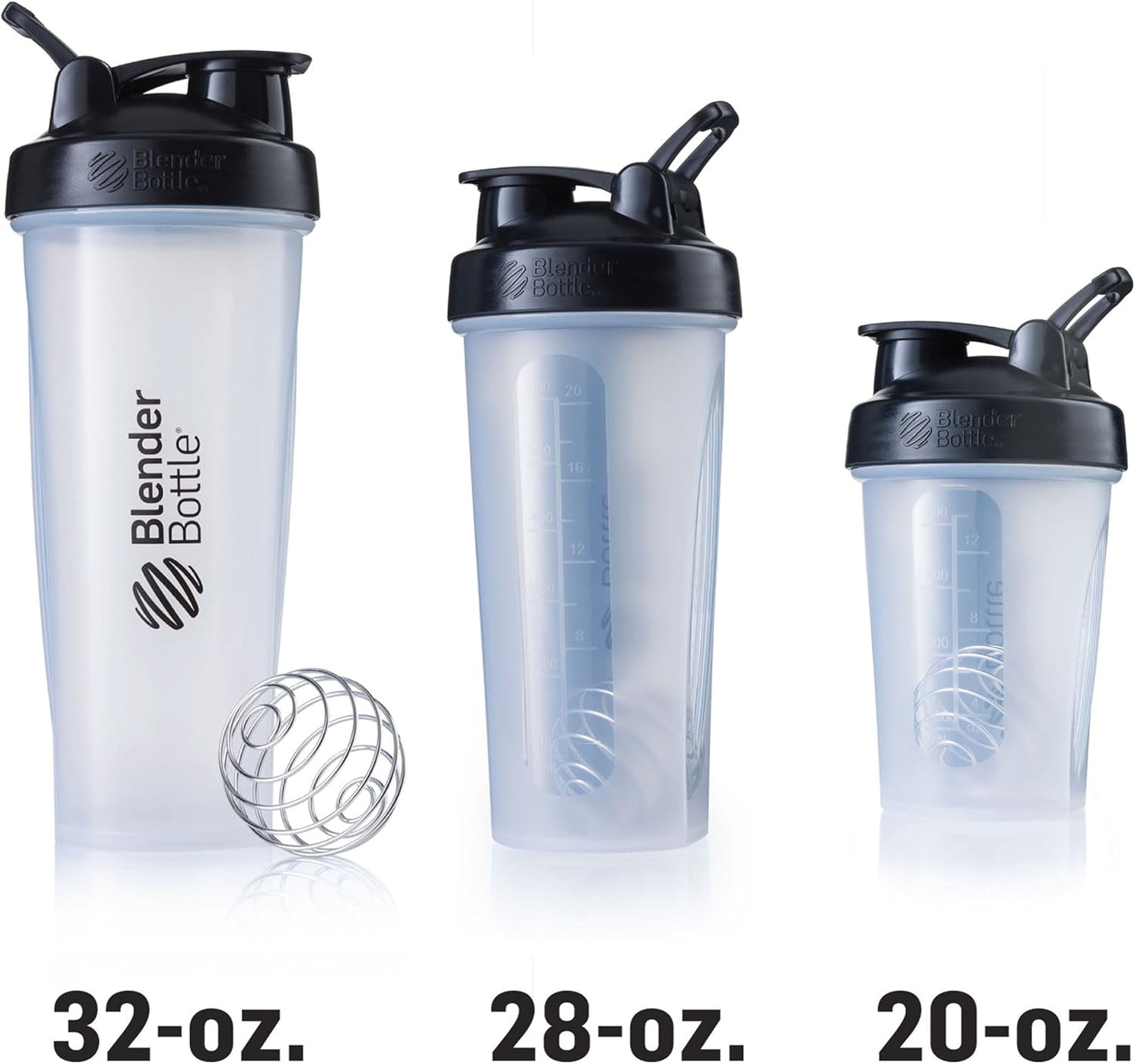 20-Ounce Clear/Black/Black Shaker Bottle Ideal for Protein Shakes and Pre Workout