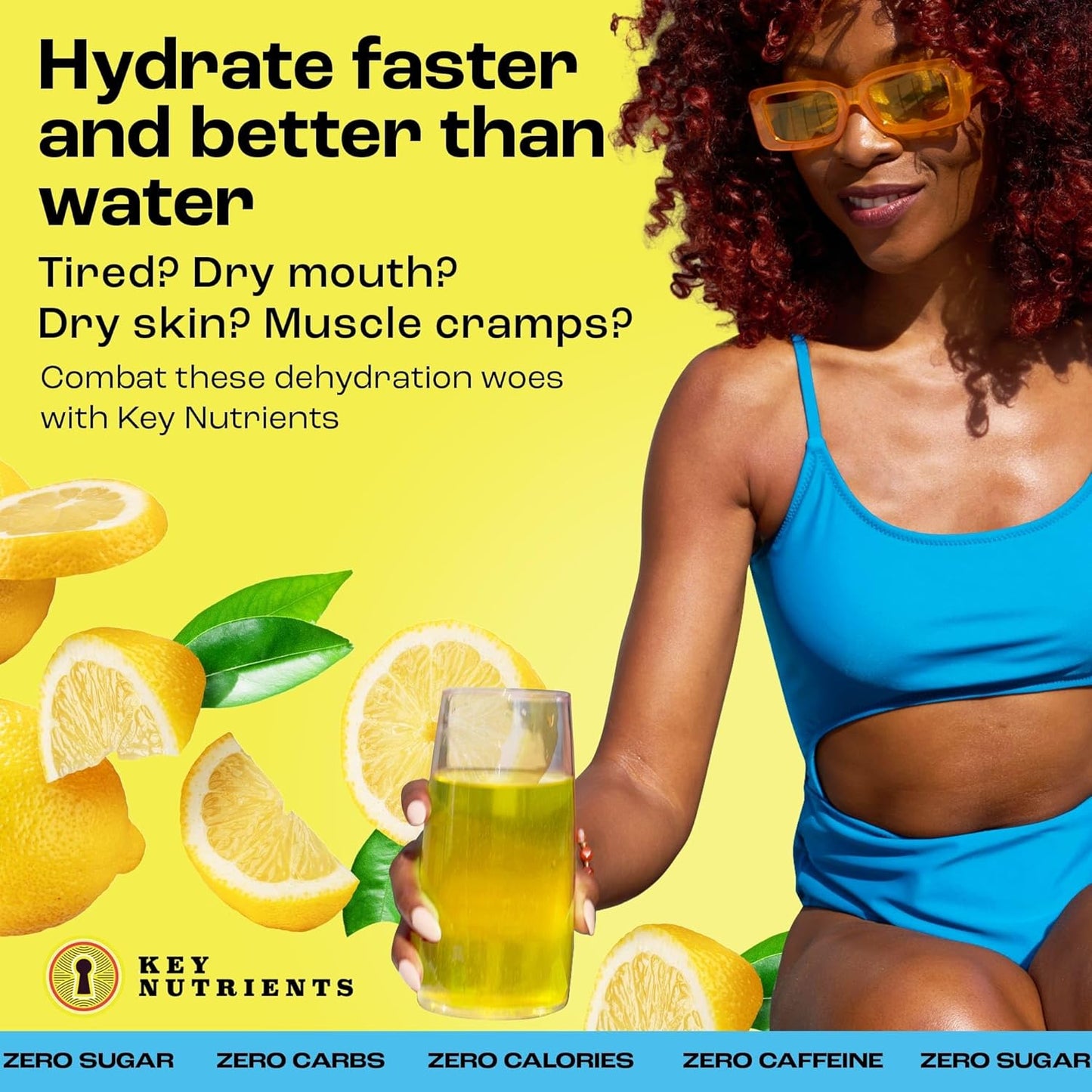 20 Pack Electrolyte Powder Packets in Refreshing Lemonade Flavor - Travel-Friendly Hydration Powder with Key Nutrients - Sugar-Free, Calorie-Free, Gluten-Free - Made in USA