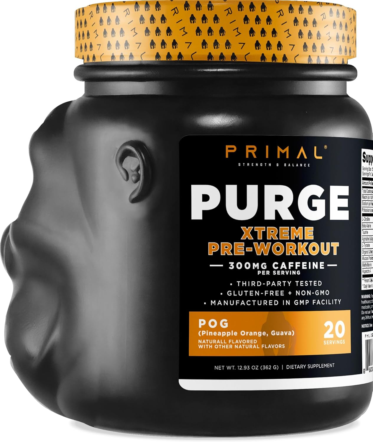 20 Servings of Primal Purge Xtreme Pre-Workout in Pineapple Orange Guava Flavor, Gluten-Free and Non-GMO