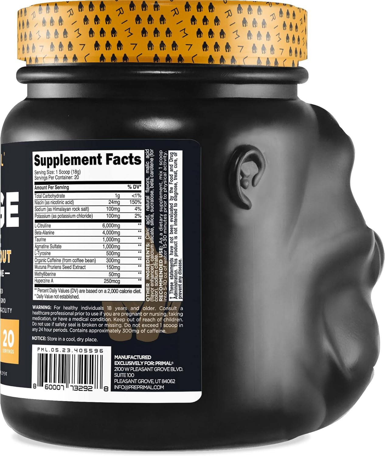 20 Servings of Primal Purge Xtreme Pre-Workout in Pineapple Orange Guava Flavor, Gluten-Free and Non-GMO