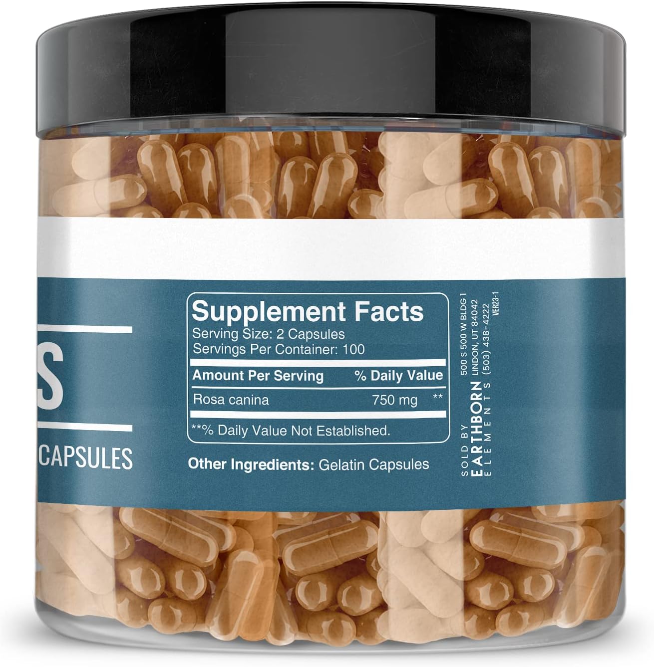 200 Capsules Each of Earthborn Elements Rose HIPS & Bromelain Capsules - Pure, Undiluted, No Additives