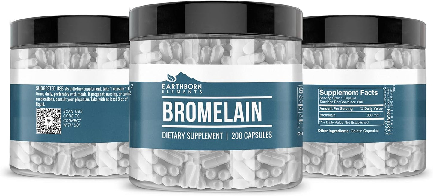 200 Capsules Each of Earthborn Elements Rose HIPS & Bromelain Capsules - Pure, Undiluted, No Additives