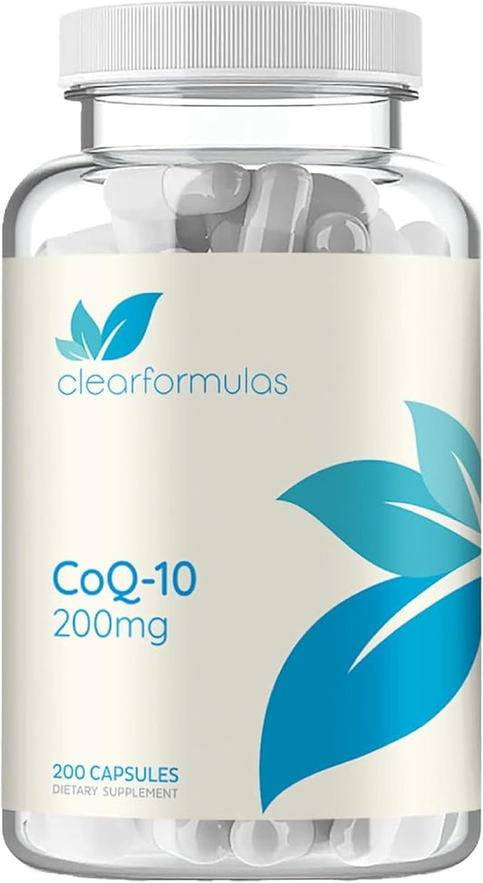 200 Capsules of Clear Formulas Pure CoQ10 200mg for Fast Absorption - Non-GMO Formula