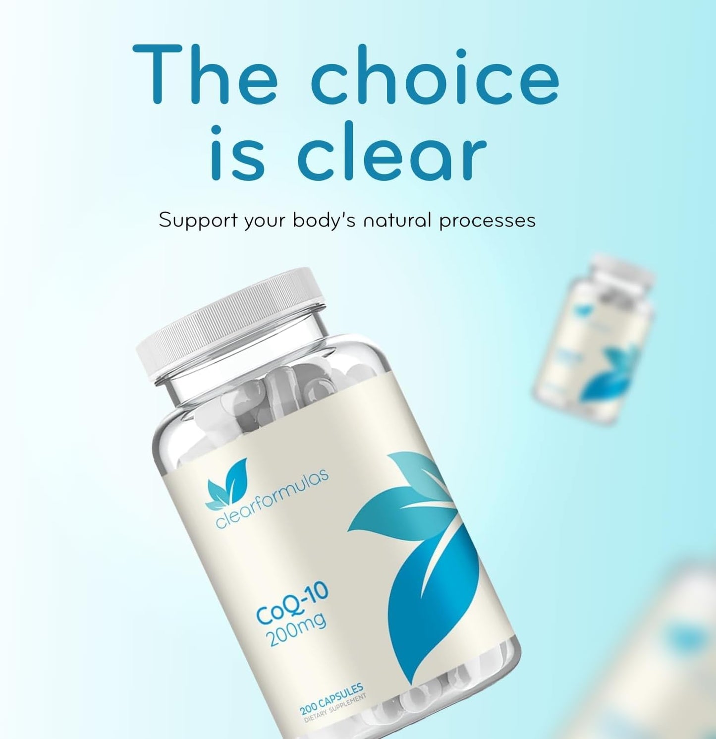 200 Capsules of Clear Formulas Pure CoQ10 200mg for Fast Absorption - Non-GMO Formula