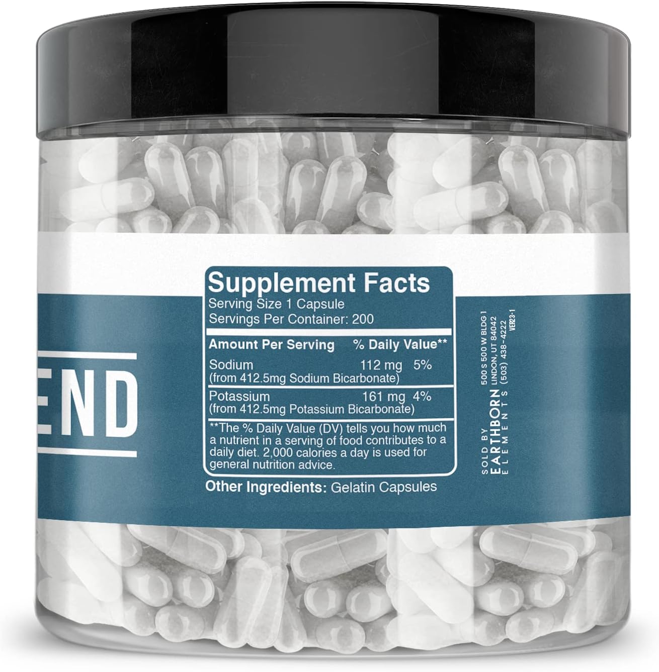 200 Capsules of Earthborn Elements Bicarb Blend - Pure, Undiluted, Additive-Free