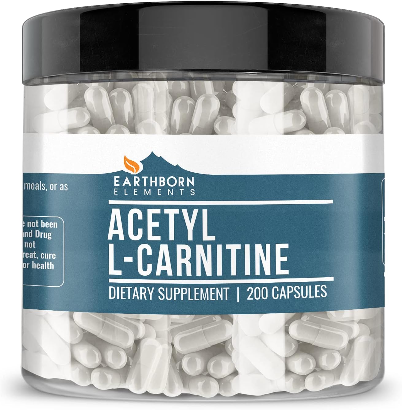 200 Capsules of Earthborn Elements Pure Acetyl L-Carnitine - No Additives