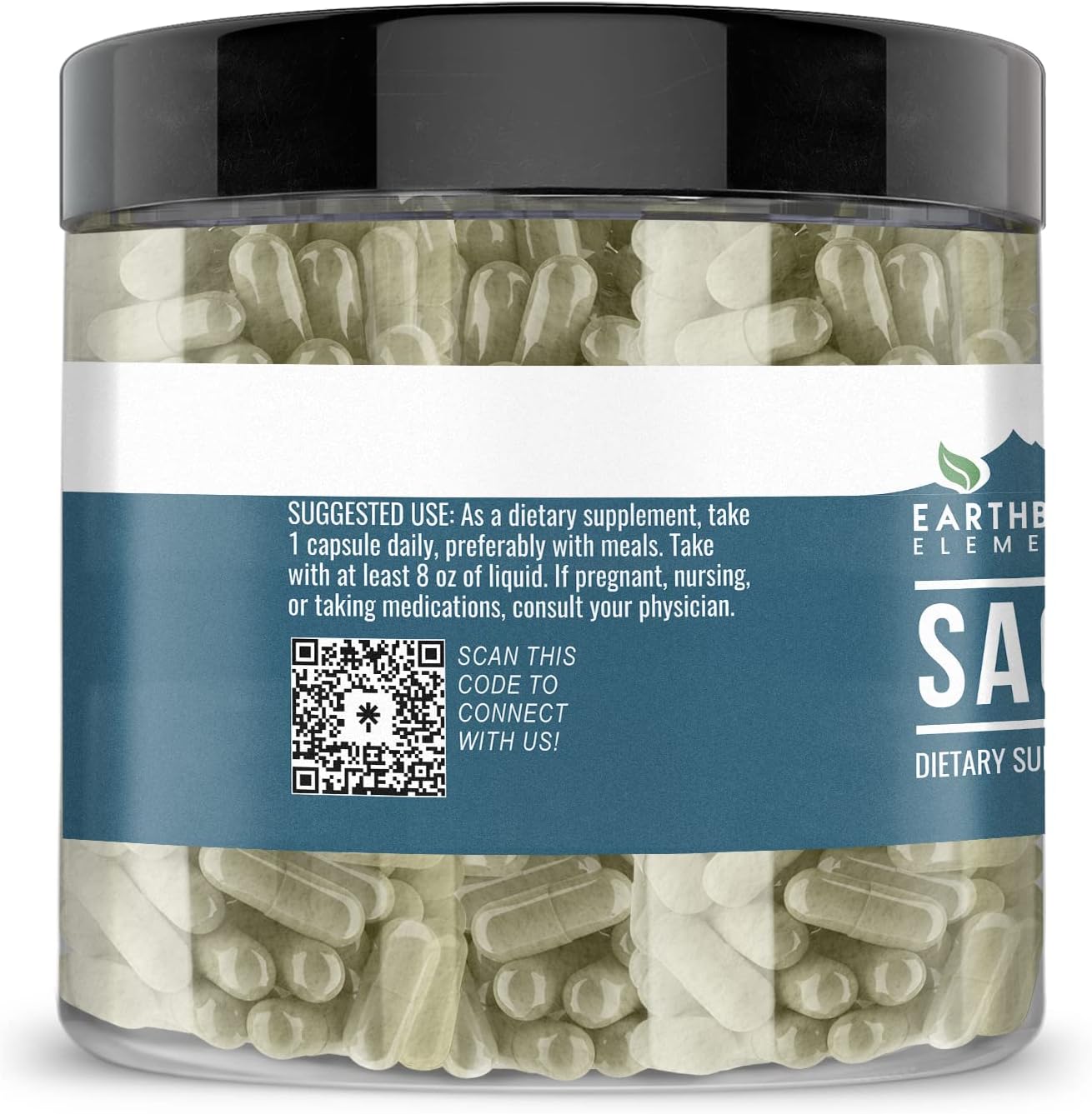 200 Capsules of Earthborn Elements Pure Sage Extract - No Additives, Undiluted Quality