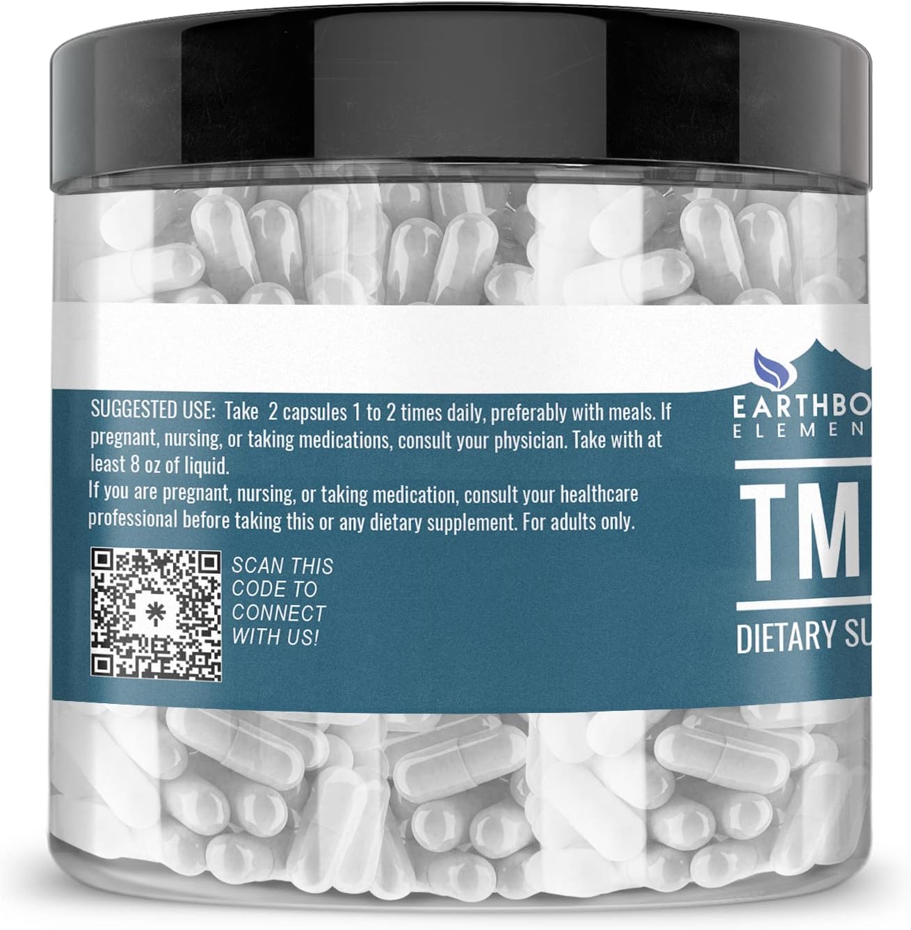 200 Capsules of Earthborn Elements TMG Betaine Anhydrous Trimethylglycine - Pure, Undiluted, Additive-Free