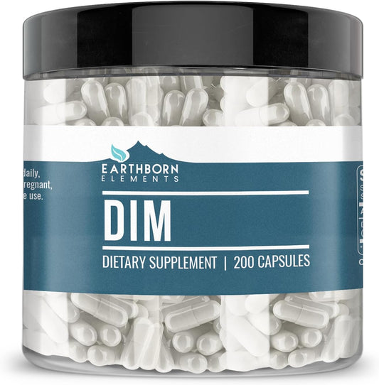 200 Capsules of Pure & Undiluted DIM (Diindolylmethane) by Earthborn Elements - Additive-Free Formula
