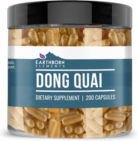 200 Capsules of Pure & Undiluted Dong Quai by Earthborn Elements - No Additives