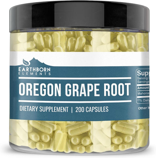 200 Capsules of Pure & Undiluted Oregon Grape Root by Earthborn Elements - No Additives Included