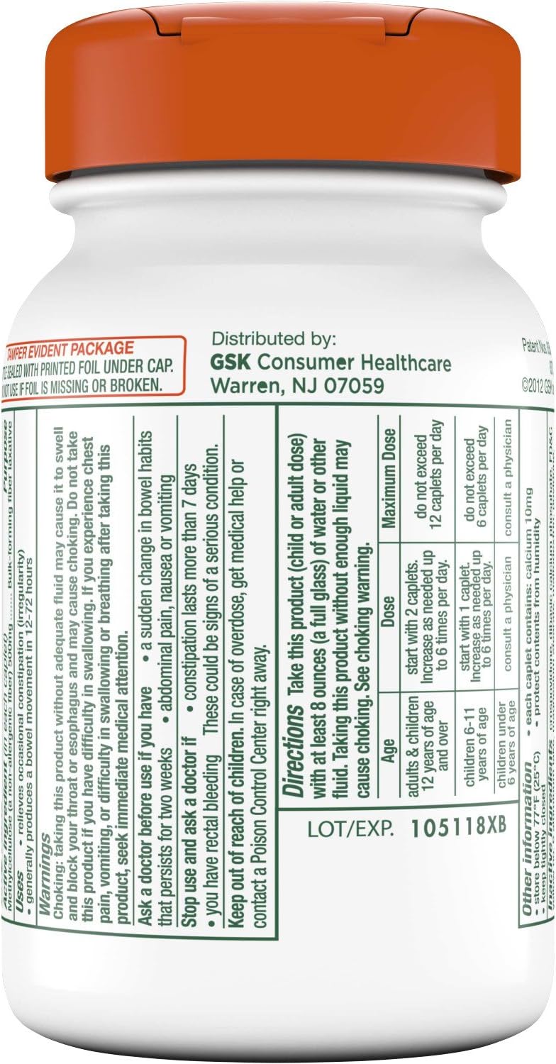 200 Citrucel Caplets Fiber Therapy for Occasional Constipation Relief - Pack of 2