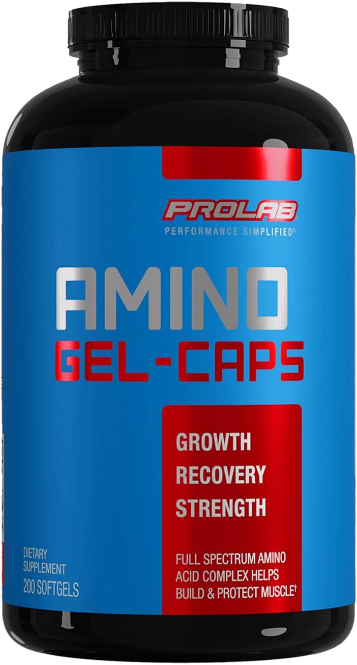200-Count PROLAB Amino Acid Gel Capsules for Muscle Recovery and Performance Boost