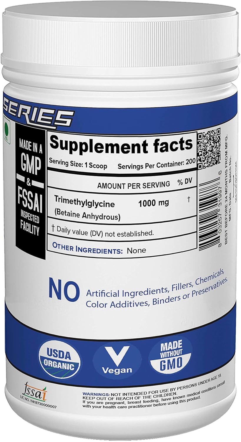 200 Grams of NutriJa Betaine Anhydrous (TMG) - Trimethylglycine Supplement