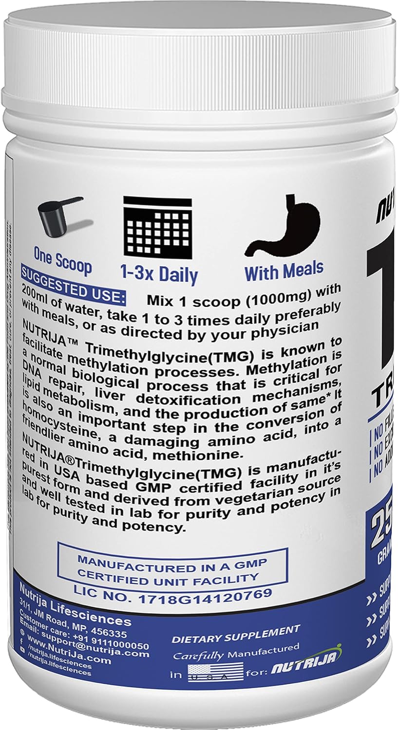 200 Grams of NutriJa Betaine Anhydrous (TMG) - Trimethylglycine Supplement