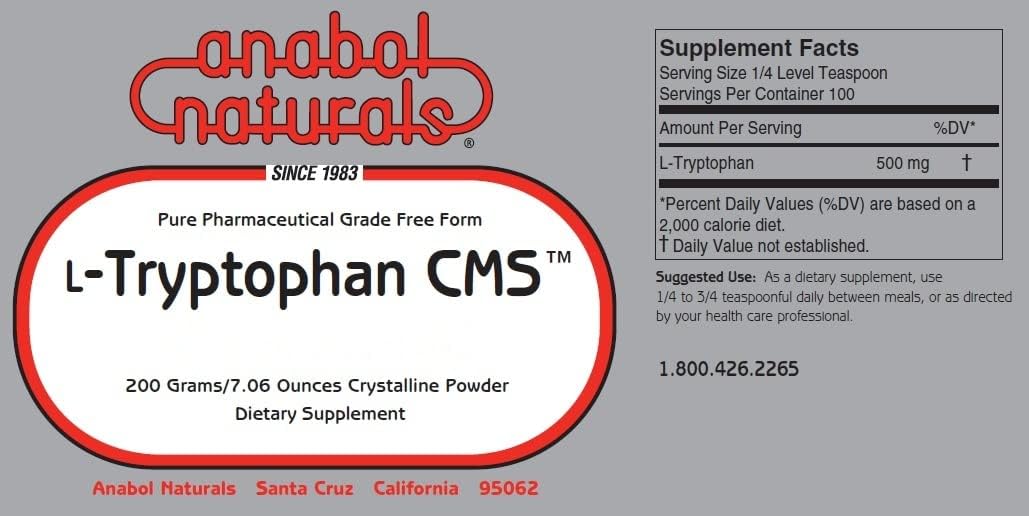 200 Grams Pure Crystalline L-Tryptophan Powder for CMS