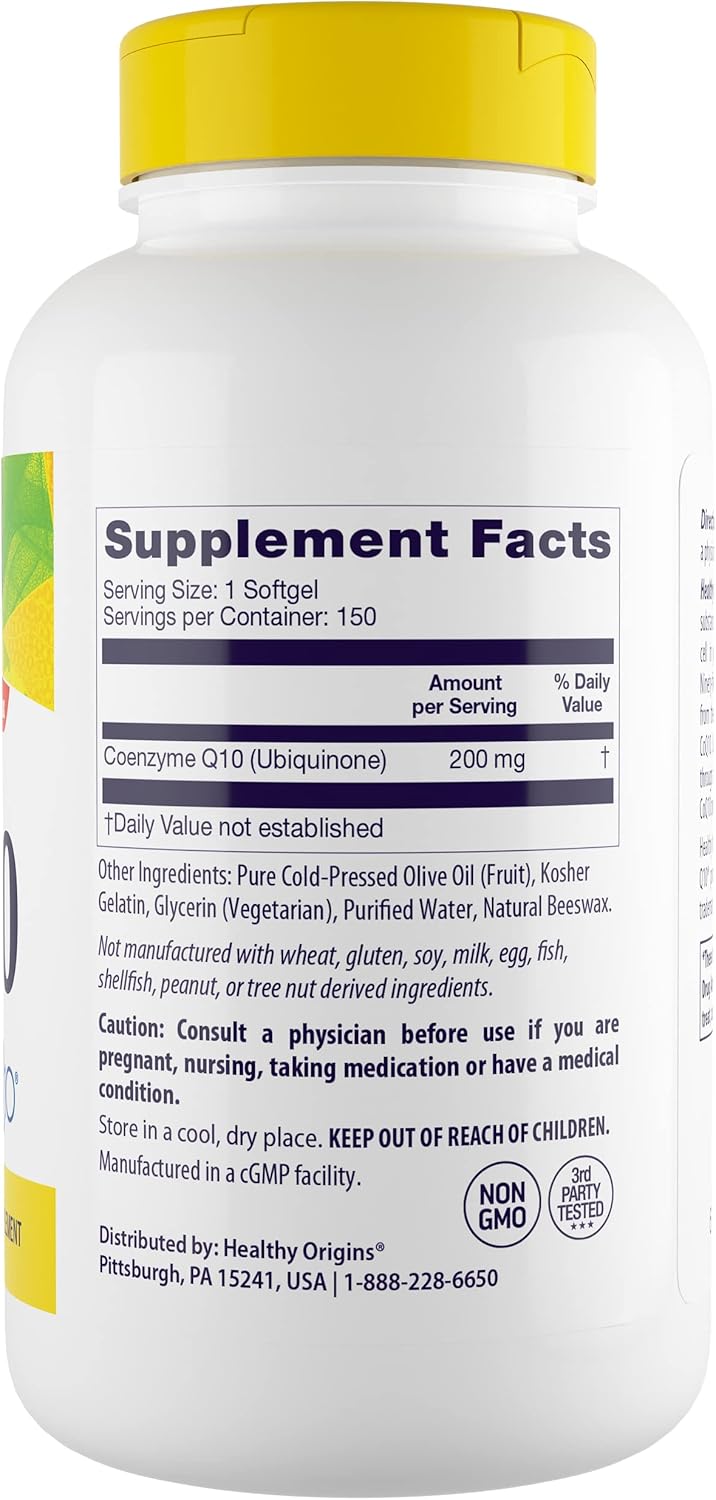 200 mg CoQ10 (Kaneka Q10) Softgels for Heart Health & Energy - Gluten-Free & Non-GMO - 150 Count