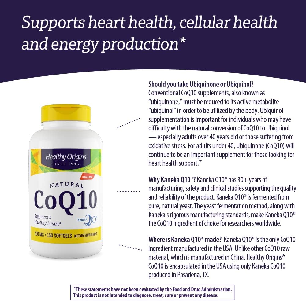 200 mg CoQ10 (Kaneka Q10) Softgels for Heart Health & Energy - Gluten-Free & Non-GMO - 150 Count