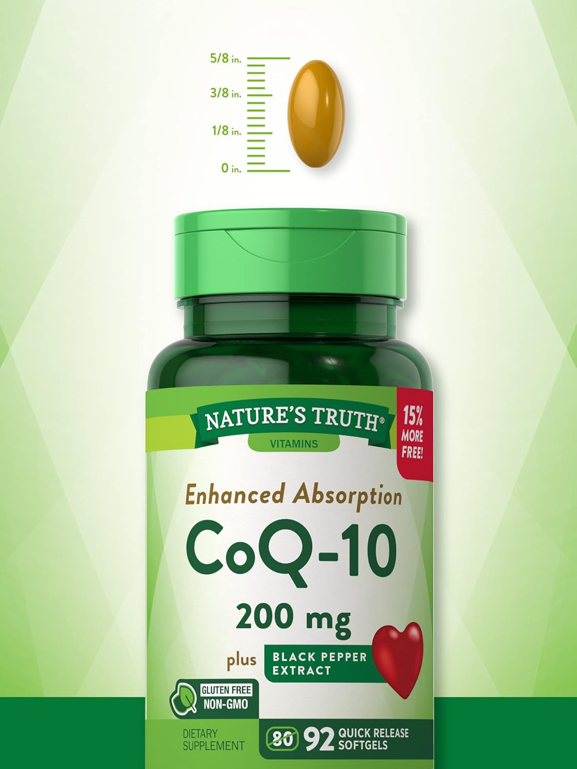 200 mg CoQ10 Softgels with Black Pepper Extract - 92 Count, Non-GMO & Gluten Free for Enhanced Absorption