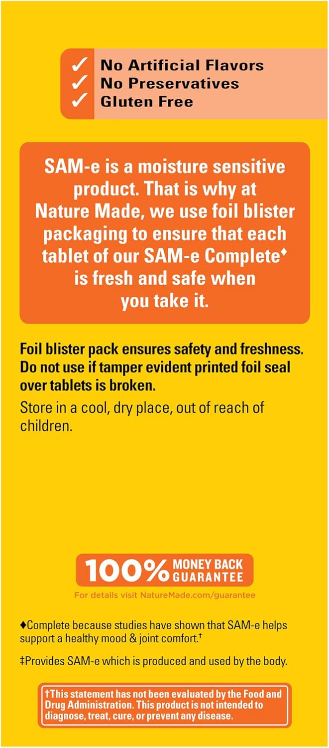 200 mg SAM-e Tablets for Mood Support - 60 Count