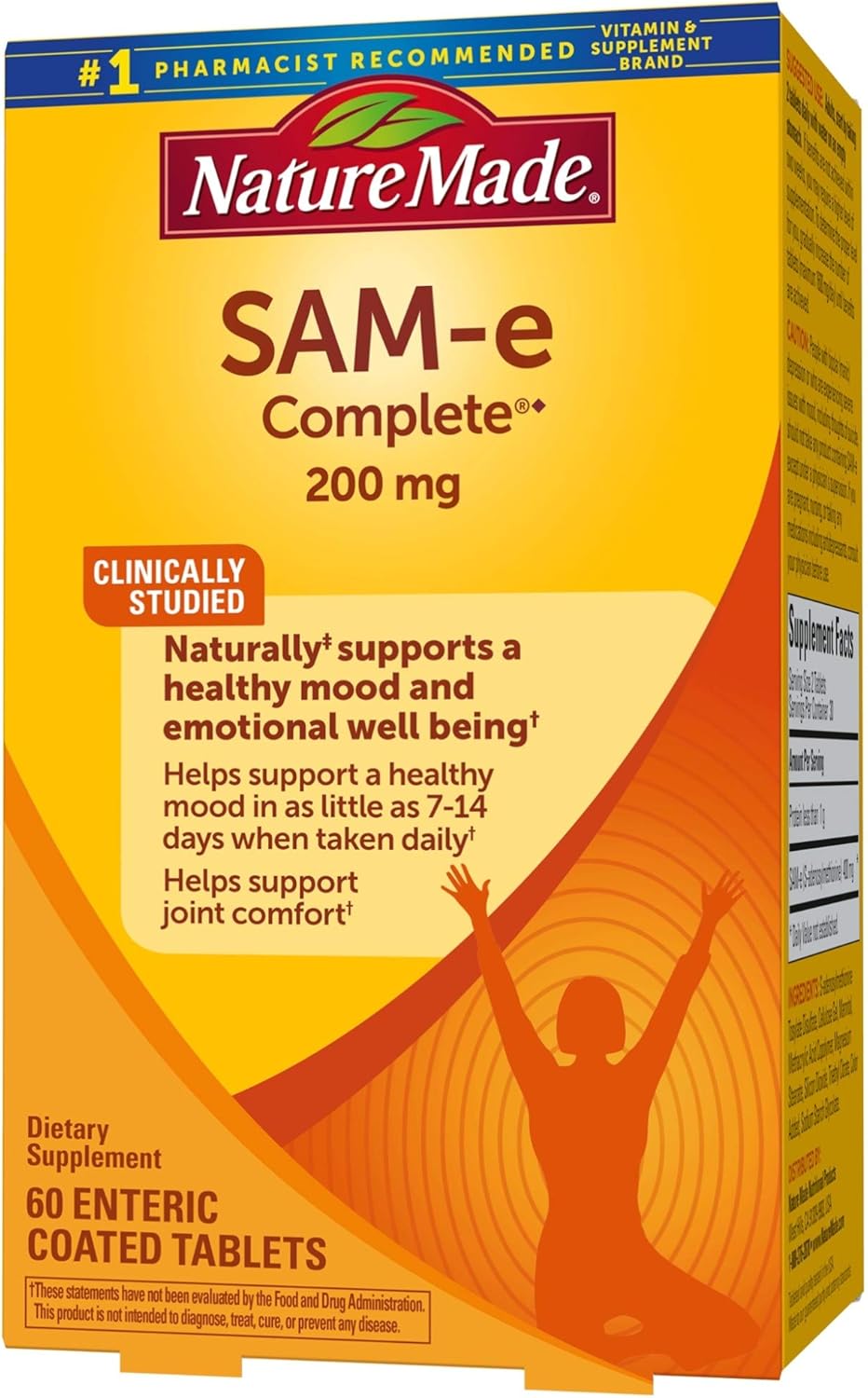 200 mg SAM-e Tablets for Mood Support - 60 Count