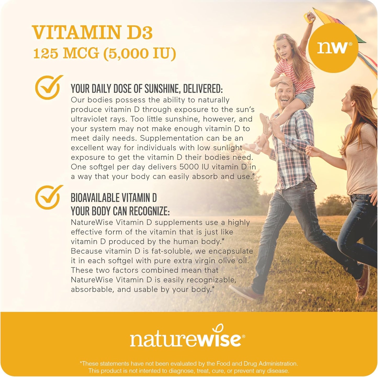 200 Mini Softgel NatureWise Vitamin D3 5000iu (125 mcg) for Immune Support, Muscle Function & Bone Health - Non-GMO, Gluten Free, Organic Olive Oil - 200-Day Supply