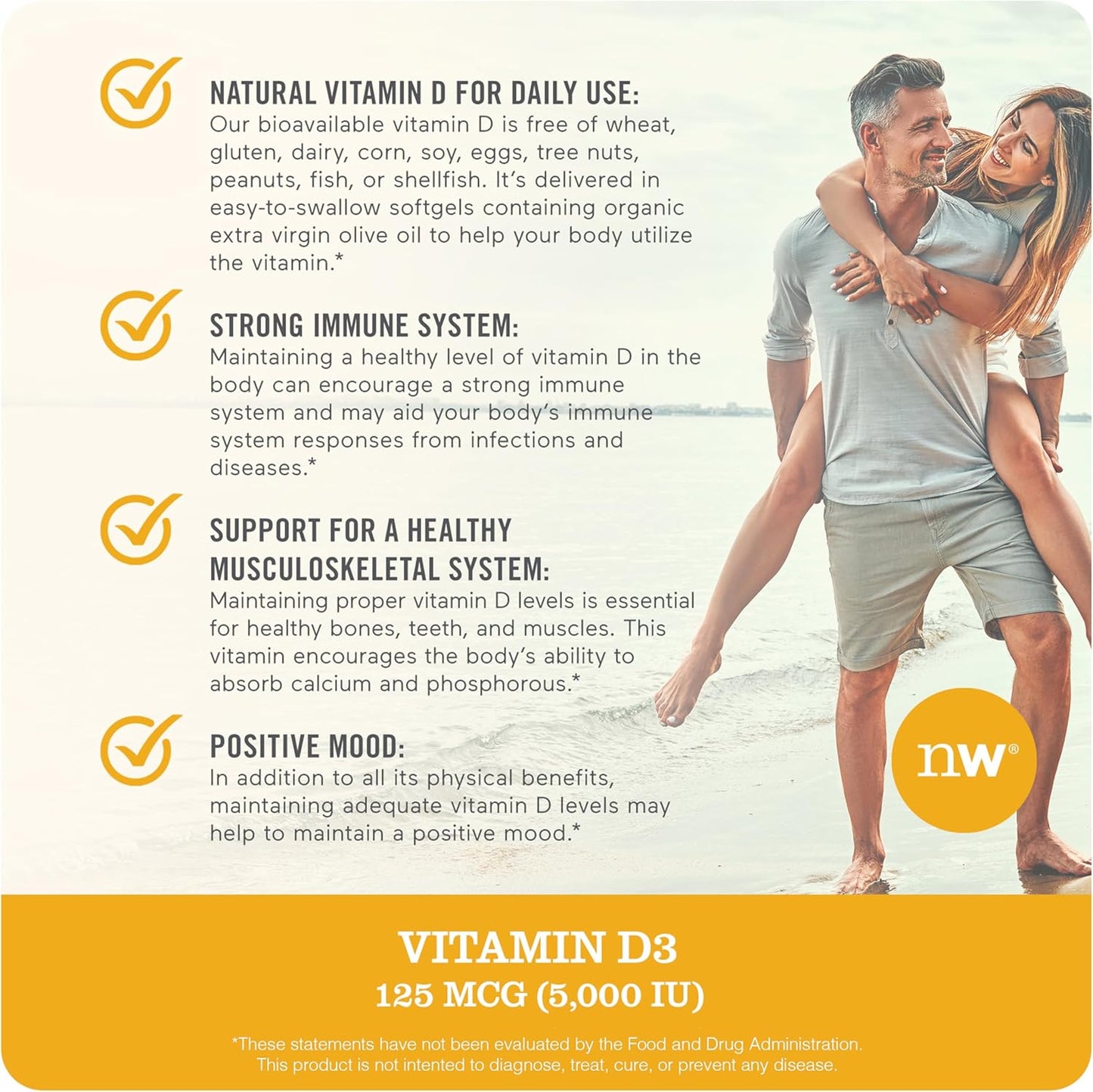 200 Mini Softgel NatureWise Vitamin D3 5000iu (125 mcg) for Immune Support, Muscle Function & Bone Health - Non-GMO, Gluten Free, Organic Olive Oil - 200-Day Supply